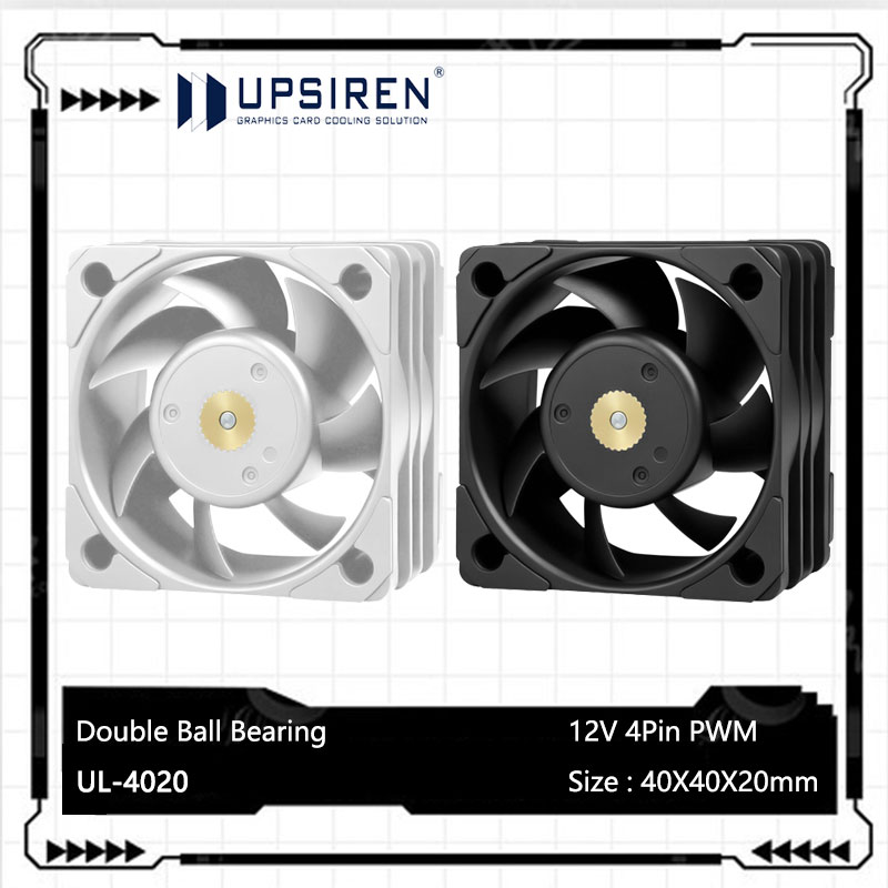 Case Fan Controller - UPSIREN UL-4020 พัดลมระบายความร้อนขนาด 4 ซม./40x40x20 มม./ลูกปืนคู่/ควบคุมอุณหภูมิอัจฉริยะด้วย