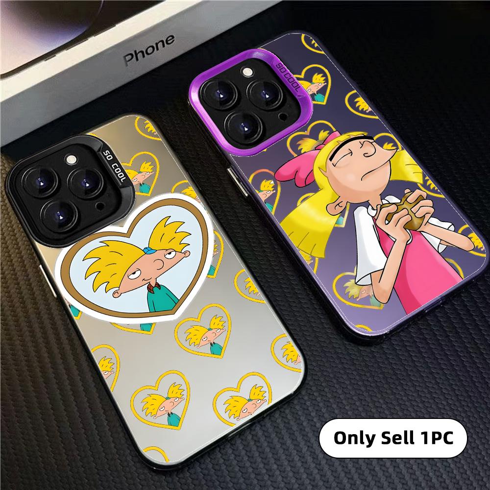 Matte Pc Case - การ์ตูน เฮย์ อาร์โนลด์! เคสโทรศัพท์ลายออโรร่าเลเซอร์สีสันสดใสผิวสัมผัสแบบด้าน สำหรับ iPhone